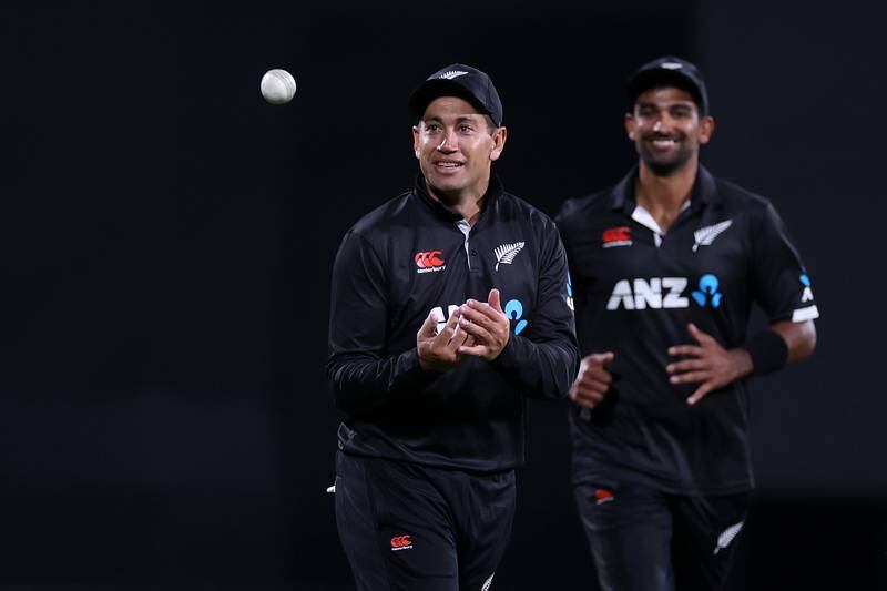 HAMILTON, NEW ZEALAND - APRIL 04: Ross Taylor of New Zealand takes a catch to win the match during the third and final one-day international cricket match between the New Zealand and the Netherlands at Seddon Park on April 04, 2022 in Hamilton, New Zealand. (Photo by Fiona Goodall / Getty Images)
