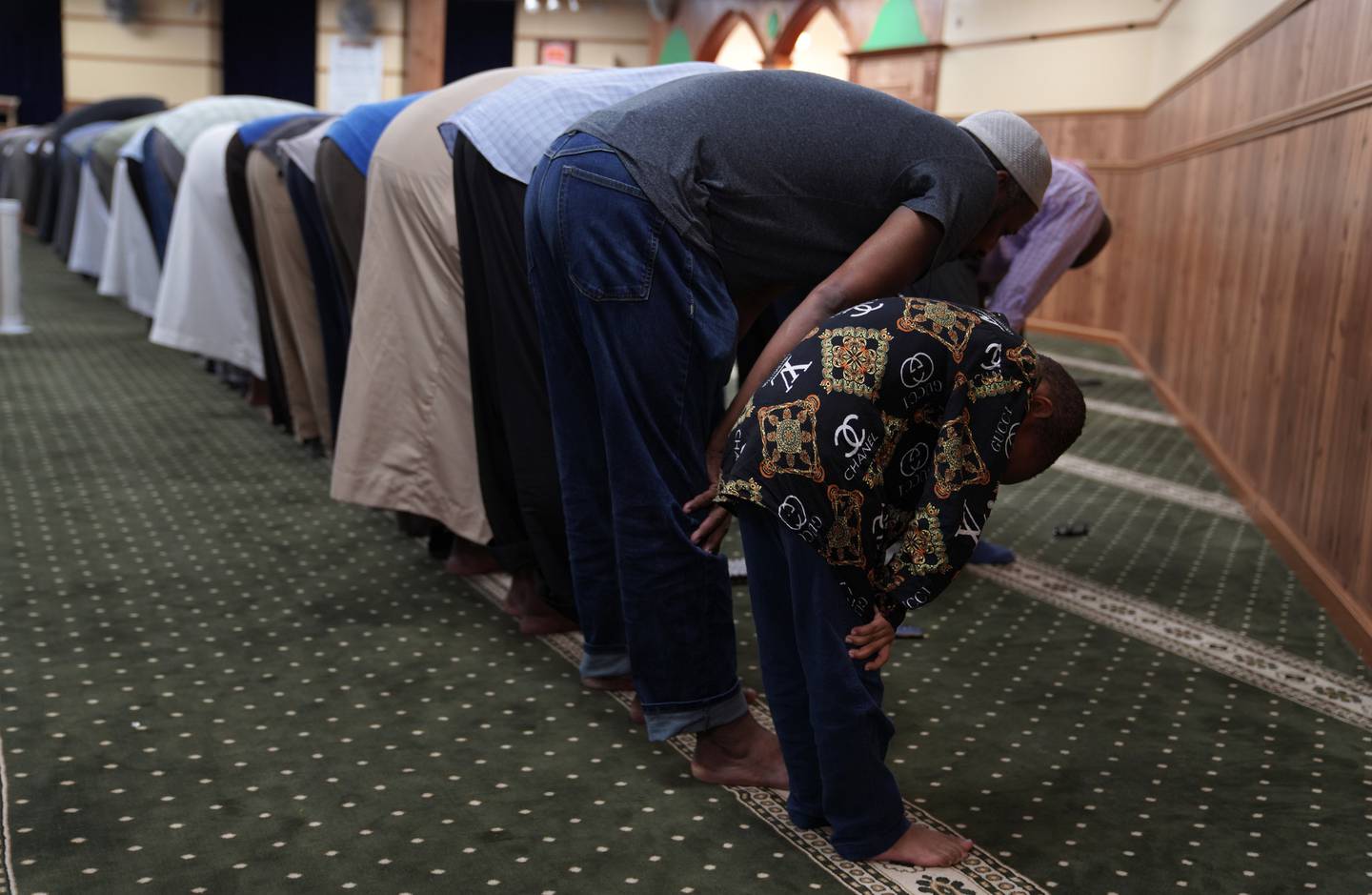 Members of the Abubakar As-Saddique Islamic Centre pray in the evening in Minneapolis. AP