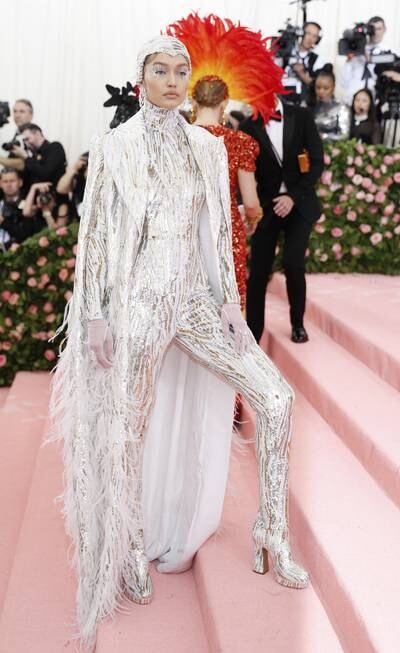 epa07552323 Gigi Hadid arrives on the red carpet for the 2019 Met Gala, the annual benefit for the Metropolitan Museum of Art's Costume Institute, in New York, New York, USA, 06 May 2019. The event coincides with the Met Costume Institute's new spring 2019 exhibition, 'Camp: Notes on Fashion', which runs from 09 May until 08 September 2019.  EPA/JUSTIN LANE