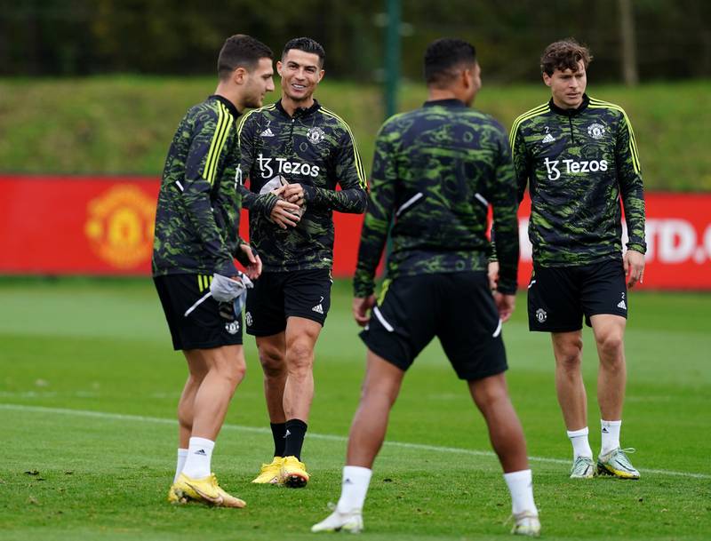 Cristiano Ronaldo trains for Manchester United's Europa League clash with Omonia. PA