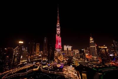 Egyptian forward Mohamed Salah projected on Burj Khalifa in Dubai. All photos: The Government of Dubai Media Office