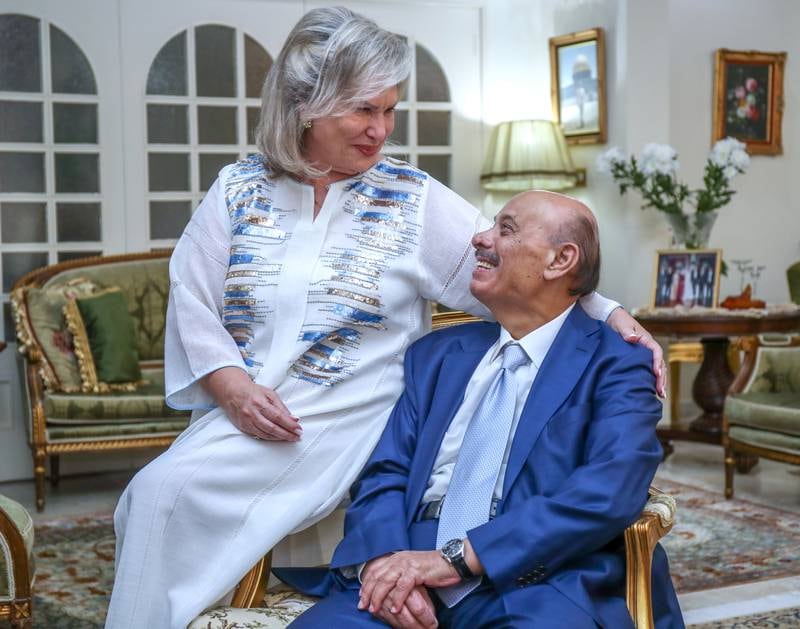 Former Palestinian envoy to the UAE Khaled Malek has laid down roots in Abu Dhabi with wife Nawal. Victor Besa / The National