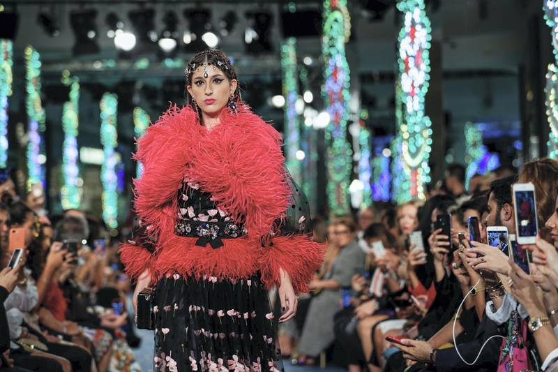 Dubai, U.A.E., October 7,  2018. Dolce & Gabbana Fashion Show, Dubai Mall.Victor Besa / The NationalSection:  FashionReporter:  Selina Denman