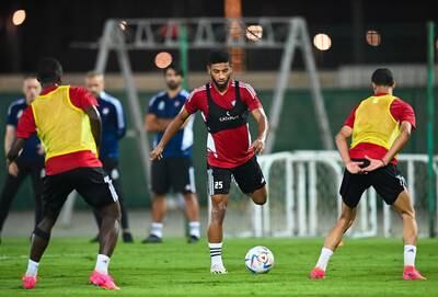 UAE players in training ahead of the upcoming 2026 World Cup qualifiers against Nepal and Bahrain. UAE FA