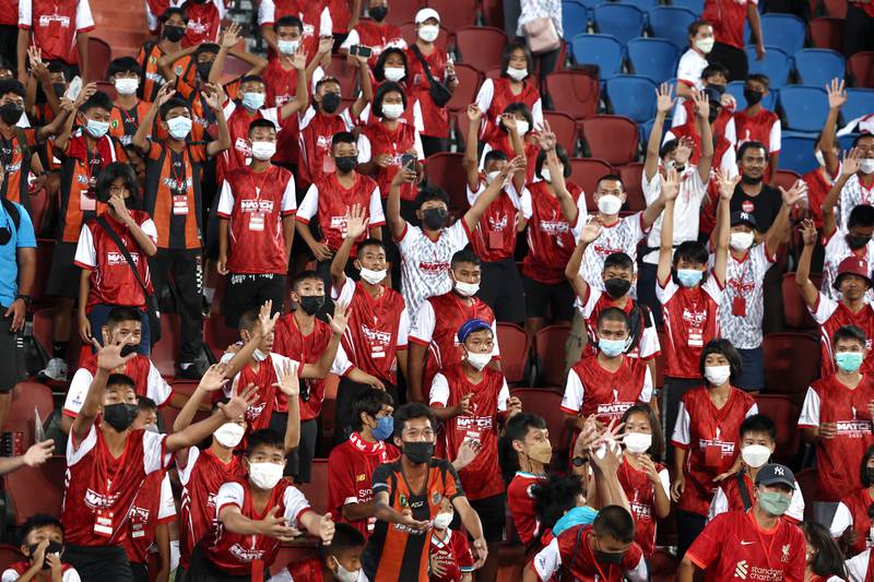 Local fans at the Rajamangala National Stadium in Bangkok watching the training session. Reuters