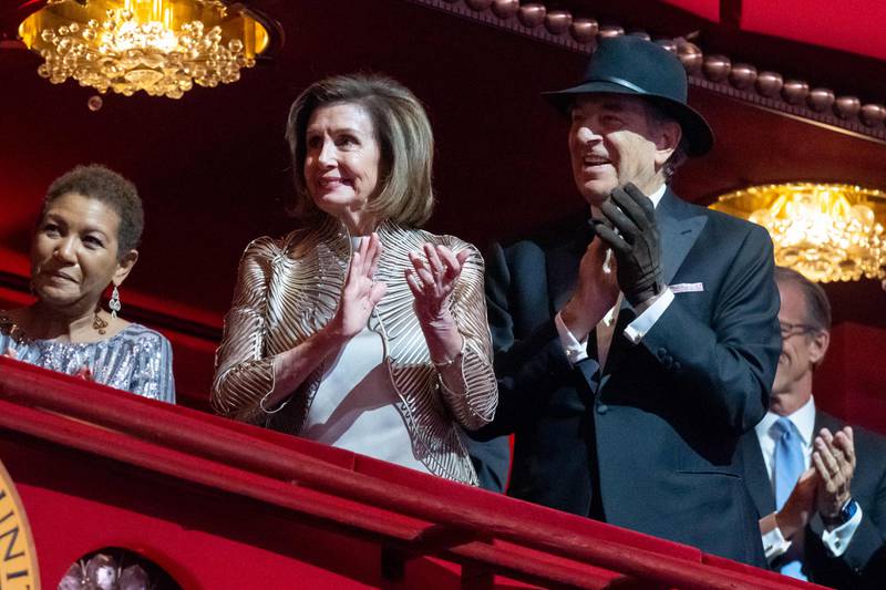 US House Speaker Nancy Pelosi and husband Paul at the 45th Kennedy Centre Honours in Washington on December 4. AFP
