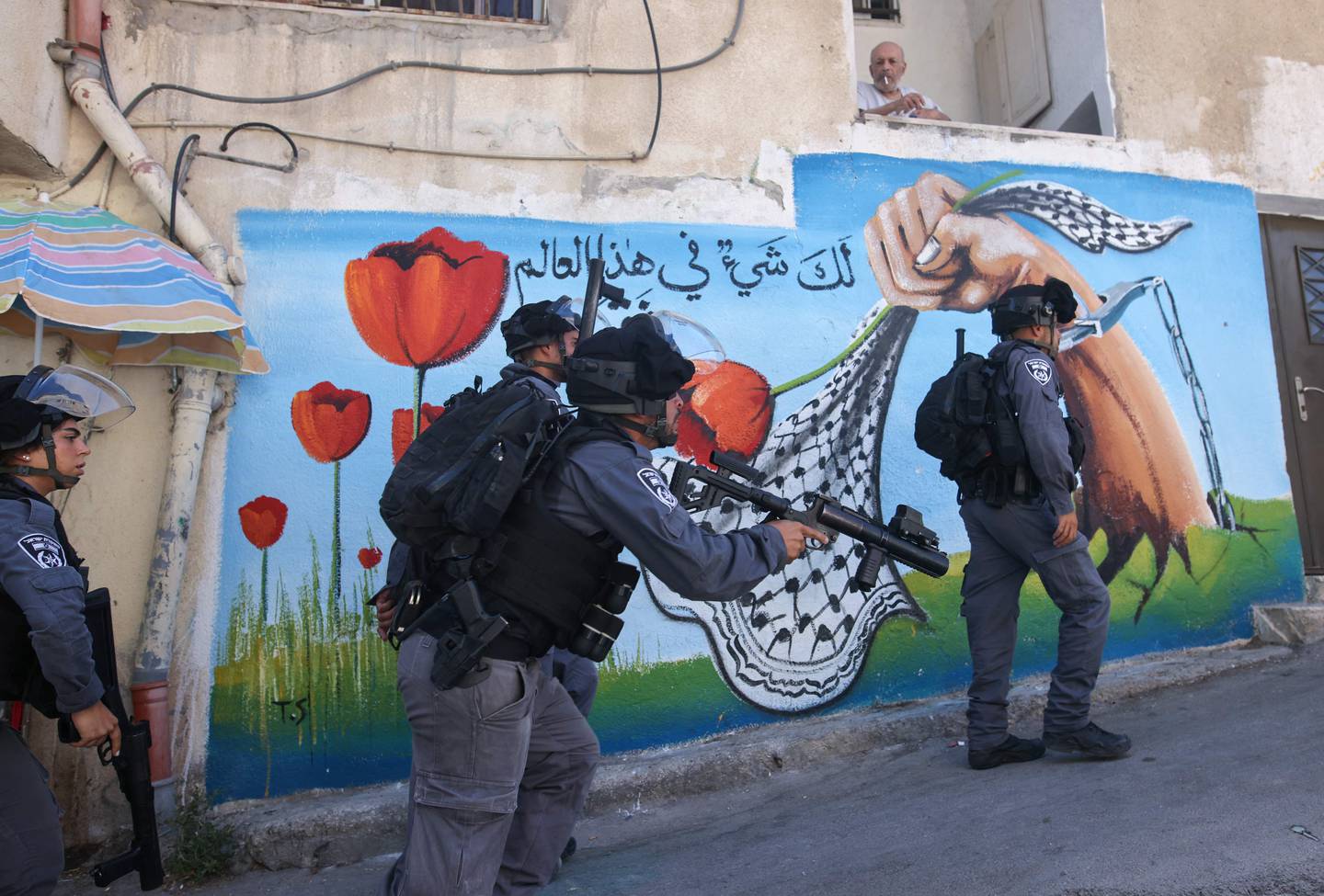 Israeli security forces in Jerusalem's Silwan neighbourhood on June 29. AFP 