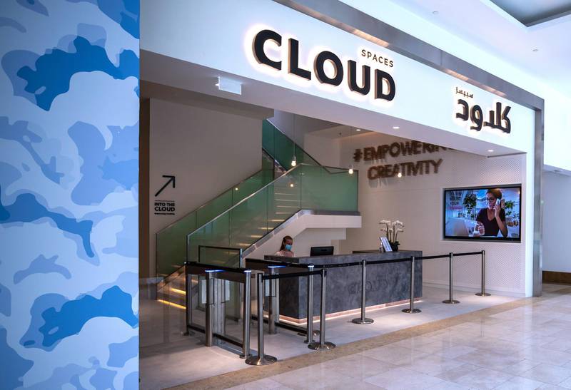 Abu Dhabi, United Arab Emirates, October  12, 2020.  Cloud Spaces has opened at Yas Mall.  Cloud Spaces - flexible workspace solutions with inspiring co-working zones, meeting rooms and contemporary serviced offices.Victor Besa/The NationalSection: LFReporter:  Evelyn Lau