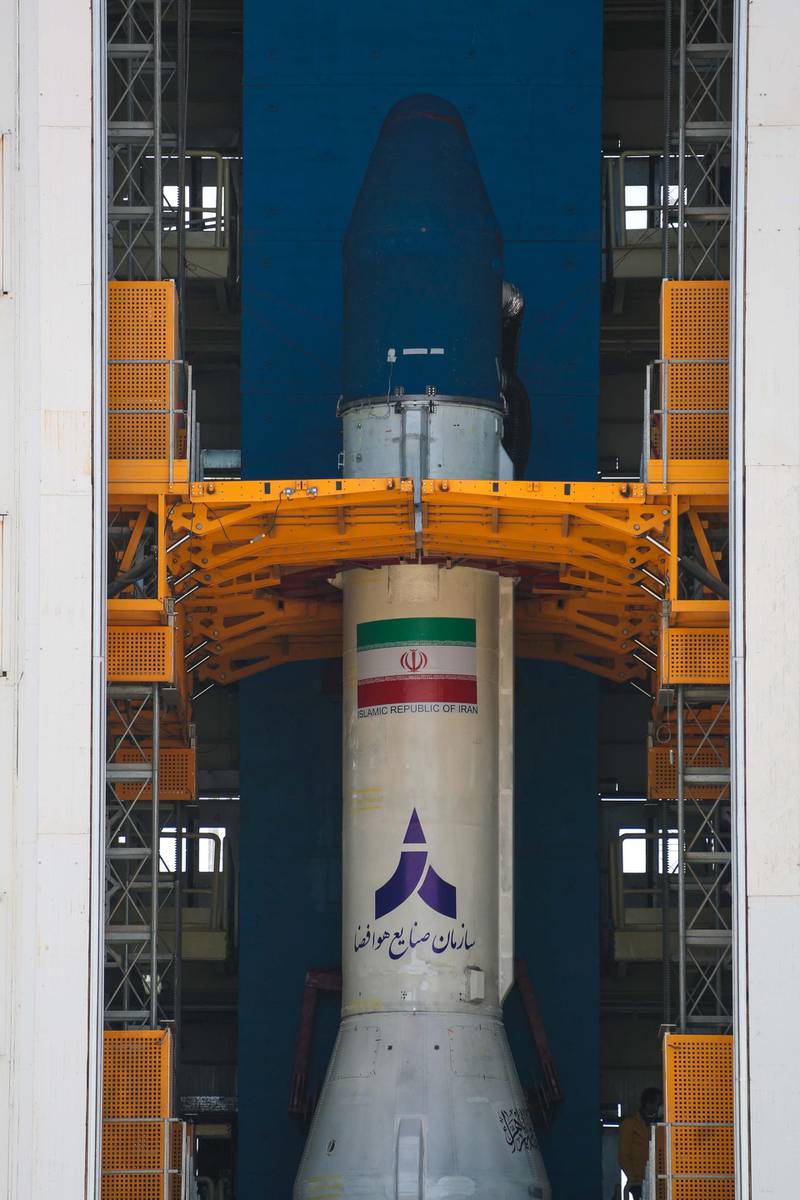 The Simorgh rocket ahead of its launch from the Imam Khomeini Spaceport.  EPA