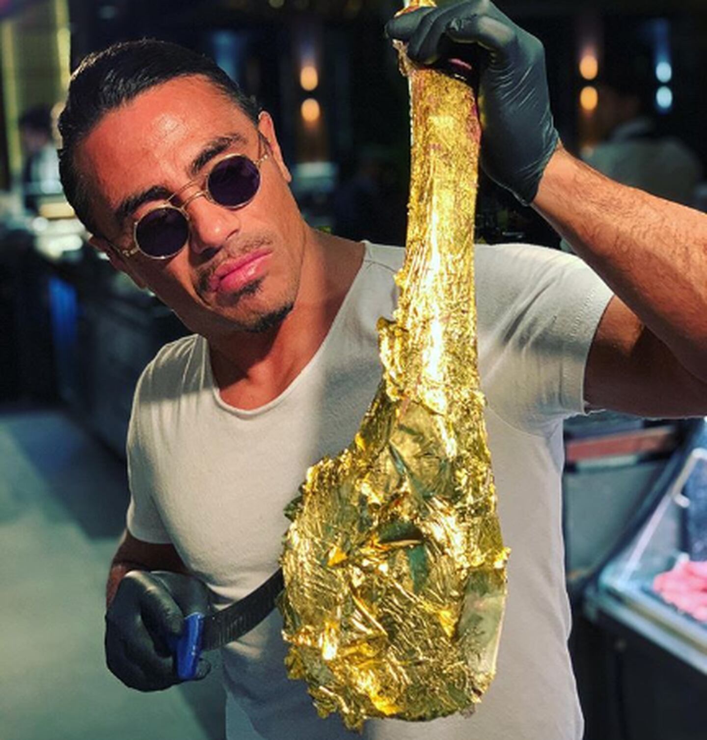 The golden steak is one of Salt Bae’s signature dishes and sells for £1,450. Instagram / @nusr_et    