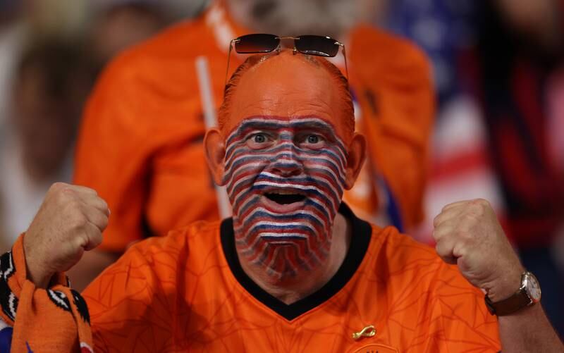 Dutch fans show their support  during the FIFA World Cup Qatar 2022 Round of 16 match between Netherlands and USA at Khalifa International Stadium. Getty Images