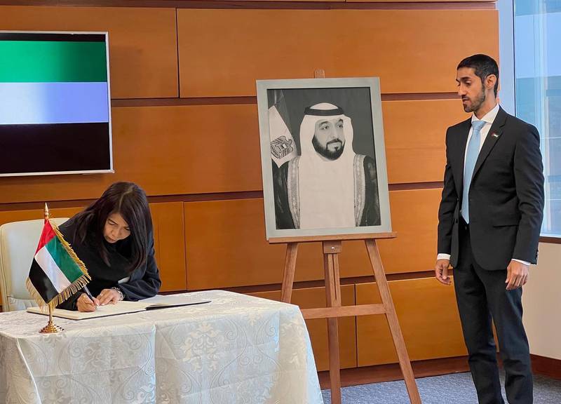 Representatives of Peru's government and heads of missions to Peru offered their condolences, including María Del Pilar Cordero Jon Tay, a member of the Peruvian parliament, pictured. Photo: UAE Embassy in Peru