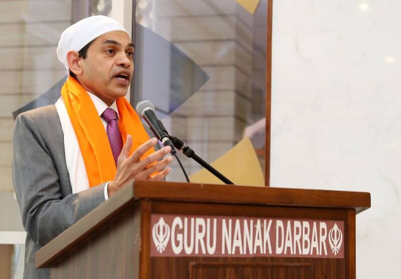 Sunjay Sudhir, Indian ambassador to the UAE, speaks during the celebratory event.