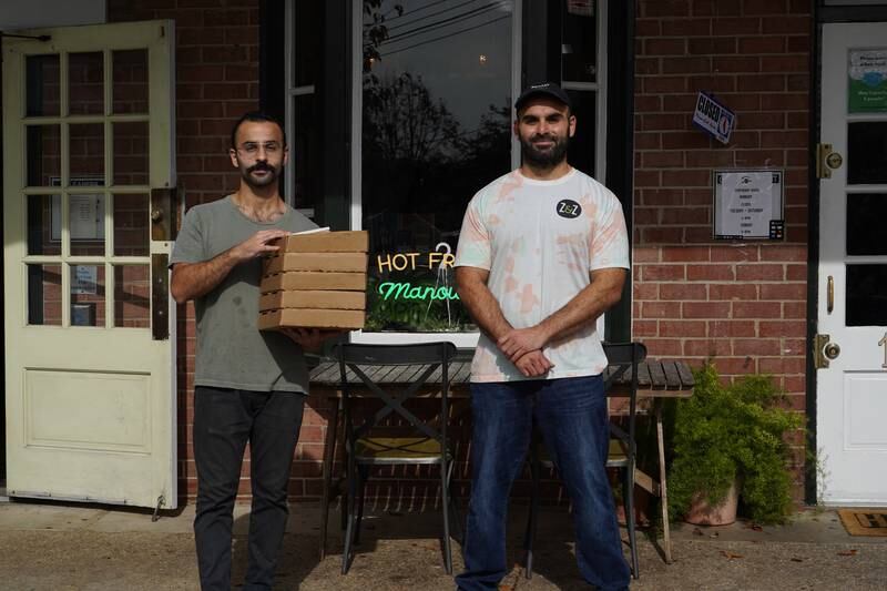 Arab-American brothers and business partners Johnny and Danny Dubbaneh open their first brick and mortar manoushe and zaatar shop in the same location their grandfather once owned. 
Katarina Holtzapple/The National