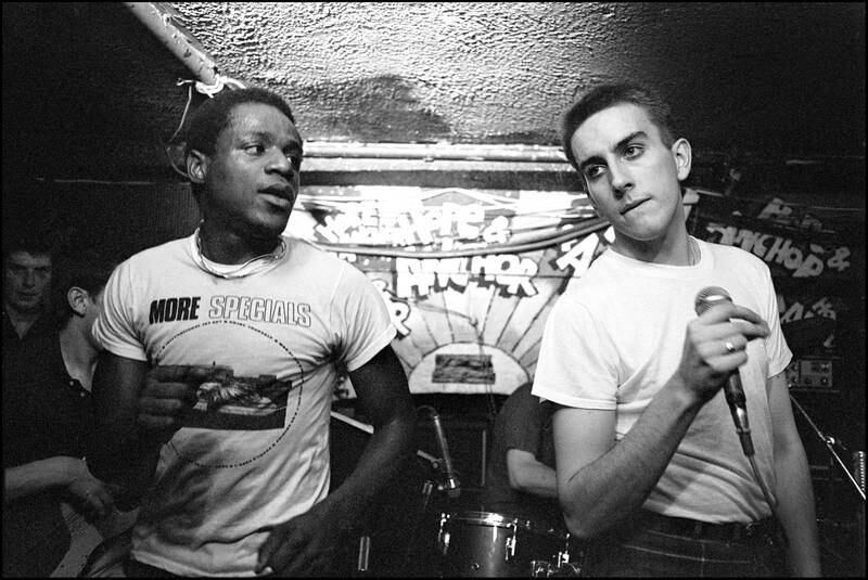 Staple and Hall performing at the Hope and Anchor, London in 1980. Getty Images