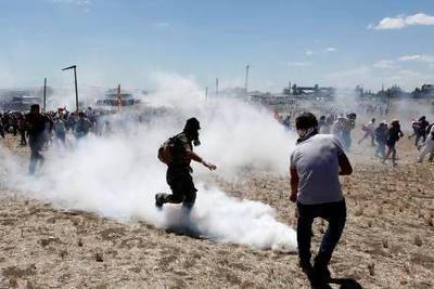 Turkish riot police and secular protesters clash after hearing the verdict of Ergenekon trial in Silivri, near Istanbul.