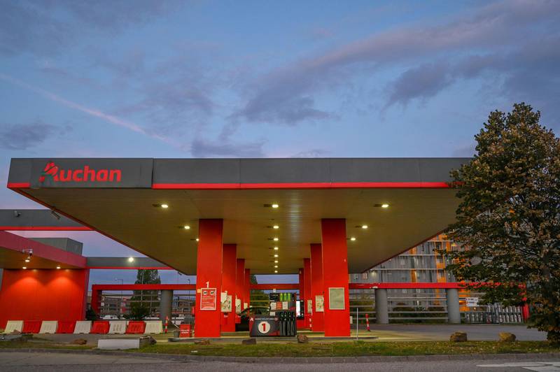 French multinational company Auchan's fuel station in Budapest's 11th district, Hungary.