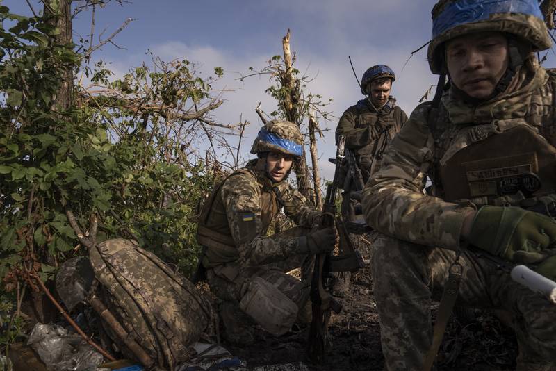 Ukrainian troops south of Bakhmut, in Donetsk region, eastern Ukraine. AP