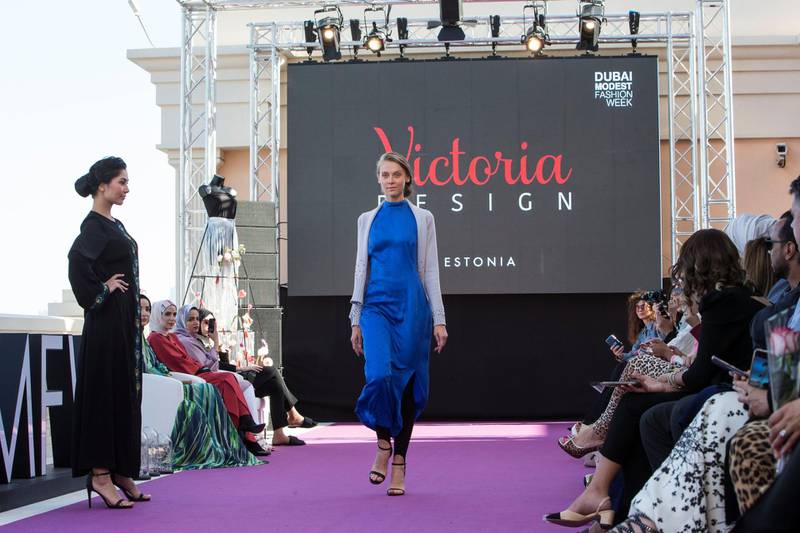 DUBAI, UNITED ARAB EMIRATES -Victoria show at the second day of Dubai Modest Fashion Show at Emerald Palace Kempinski, Dubai.  Leslie Pableo for The National for Hafsa Lodi's story