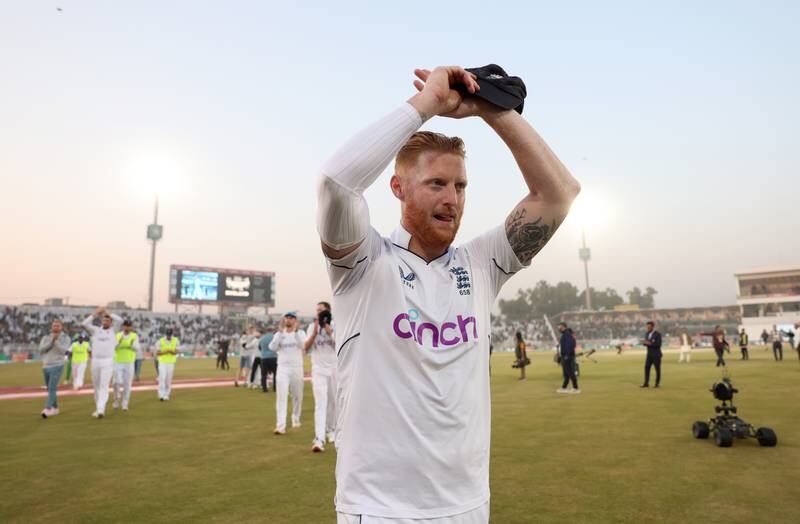 England captain Ben Stokes celebrate after beating Pakistan in the first Test at Pindi Cricket Stadium in Rawalpindi, on December 5, 2022. Reuters
