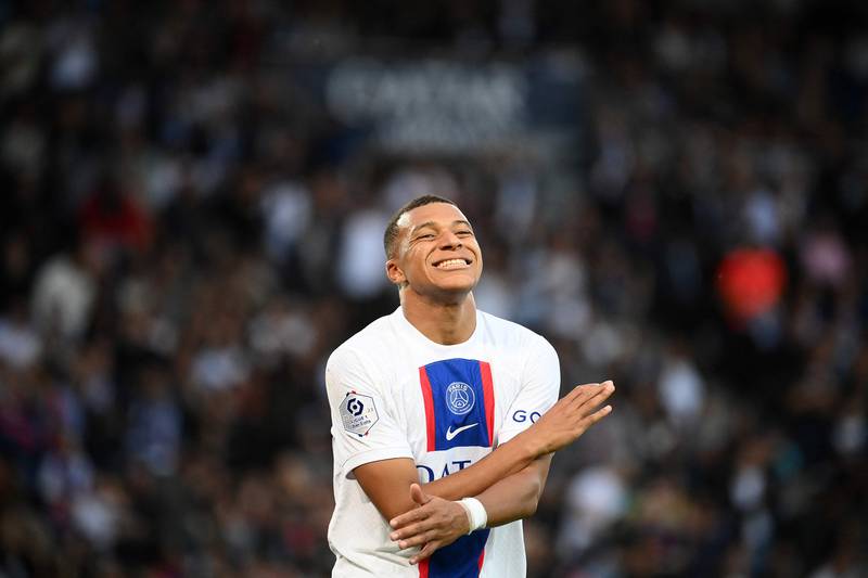 Kylian Mbappe after missing a chance. AFP