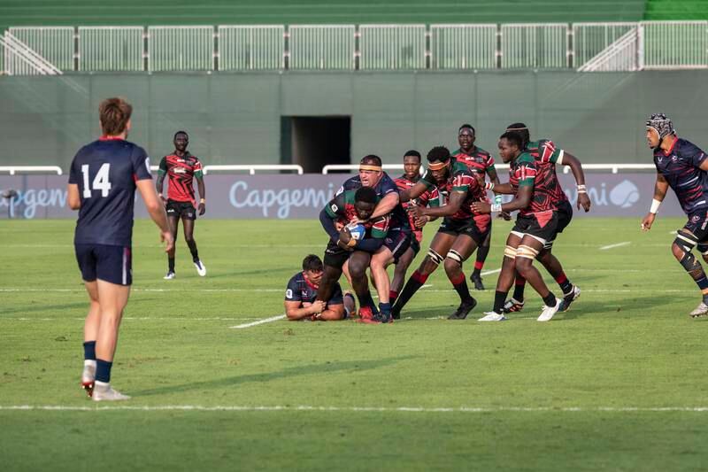 Action from USA's victory over Kenya in the Rugby World Cup qualifier.