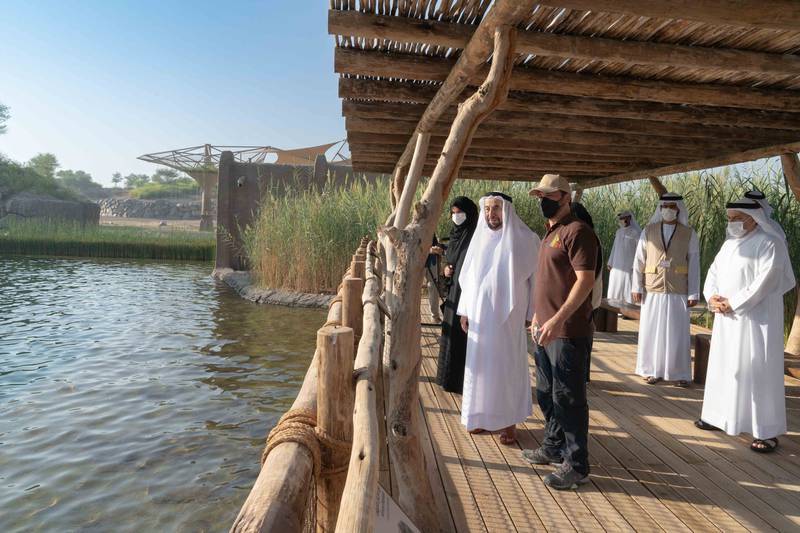 Sheikh Dr Sultan with officials at Sharjah Safari.