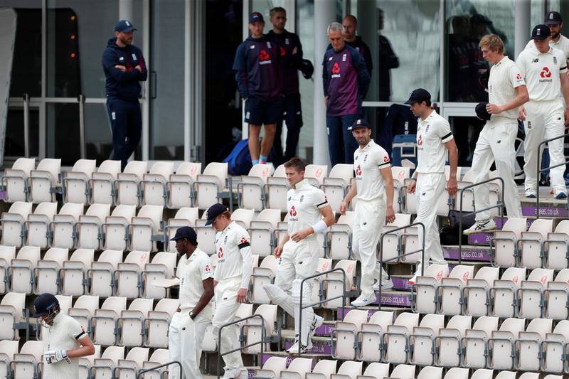 England players walk out before the start of play in Southampton. Reuters