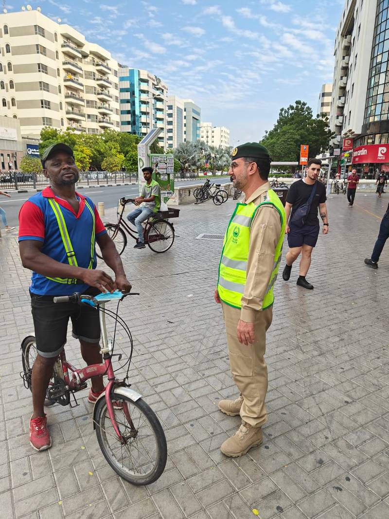 Riders who complied with traffic laws, wore suitable safety equipment and kept to designated roads and lanes were rewarded. Photo: Dubai Police
