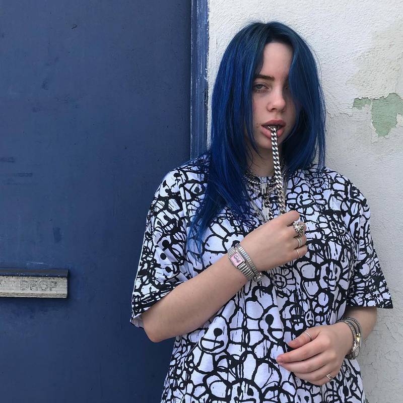 Billie Eilish showed off almost navy hair in September 2018. Instagram / Billie Eilish
