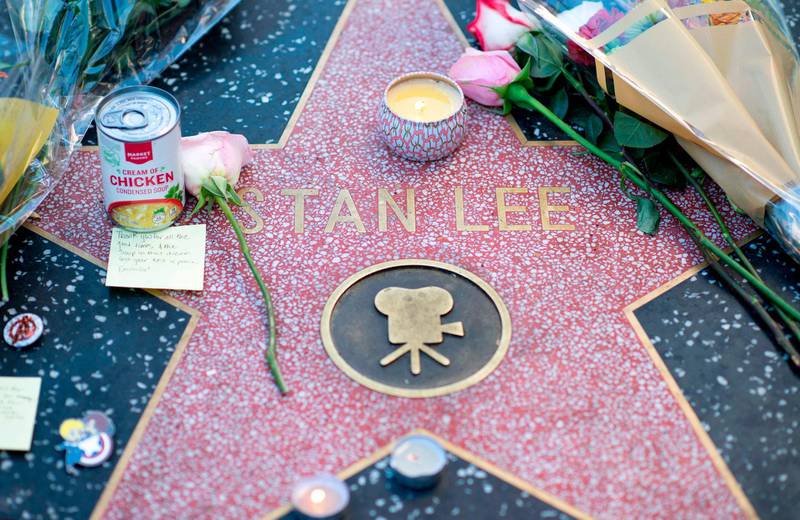 Fans leave tributes on Stan Lee's star on the Hollywood Walk of Fame. AFP
