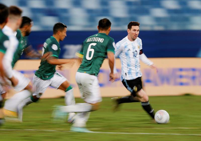 Argentina's Lionel Messi in action. Reuters