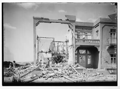 The ruins of Winter Palace Hotel in Jericho, in the occupied West Bank, after an earthquake shook Palestine in July 1927. All photos: Library of Congress