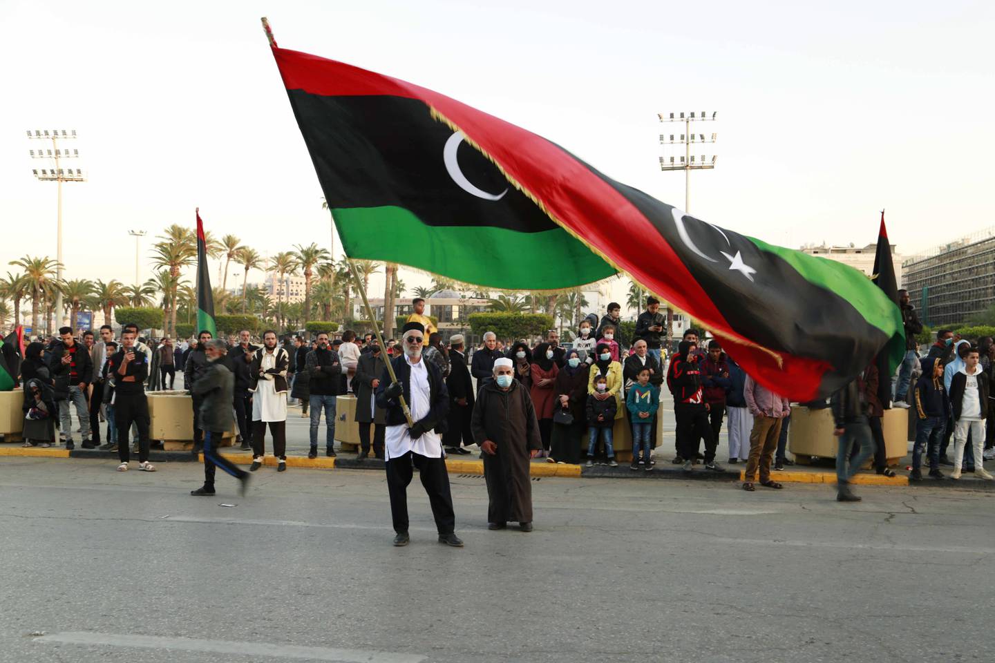 Libyans celebrate the 70th anniversary of their country's independence despite widespread disappointment over the postponement of the presidential electionsv which had been scheduled to take place on Friday. AP
