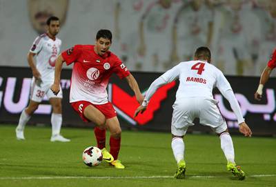 Abdelaziz Barrada, left, of Al Jazira will have to pass a fitness test before Wednesday’s Asian Champions League game. Pawan Singh / The National


