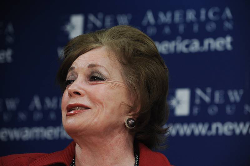 (FILES) In this file photo taken on March 31, 2009, Jihan al-Sadat, widow of Egyptian president Anwar al-Sadat, speaks at the New America Foundation in Washington.  - Sadat, the former Egyptian first lady, has died at age 88, the presidency said in a statement today.  (Photo by Nicholas KAMM  /  AFP)
