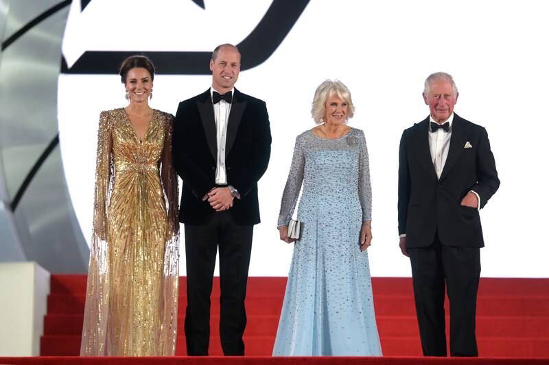 The Duke and Duchess of Cambridge, Camilla, Duchess of Cornwall, and her husband Charles, Prince of Wales attend the premiere. Photo: Getty
