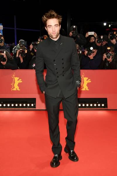 In a black double-breasted suit at the 'Damsel' premiere during the 68th Berlinale International Film Festival on February 16, 2018. Getty Images