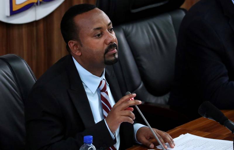 FILE PHOTO: Ethiopia’s Prime Minister Abiy Ahmed speaks during a session with the Members of the Parliament in Addis Ababa, Ethiopia, October 22, 2019. REUTERS/Tiksa Negeri/File Photo