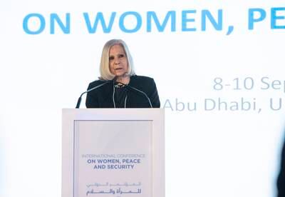 Dr Haifa Abu Ghazaleh, Assistant Secretary General of the League of Arab States and head of the Social Affairs Sector, at the conference in Abu Dhabi.