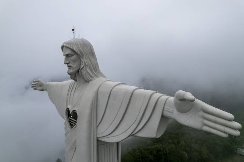 The largest statue of Jesus Christ in the world, in Encantado, Brazil measures 37.5 metres without counting the pedestal. It is part of a new tourist complex still under construction and due to open in early 2023. EPA