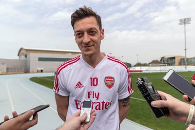 DUBAI, UNITED ARAB EMIRATES. 10 FEBRUARY 2020. Mesut Ozil, professional football player for Arsenal. (Photo: Antonie Robertson/The National) Journalist: John McAuley. Section: Sport.