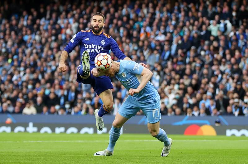 Kevin de Bruyne heads Manchester City in front. Getty