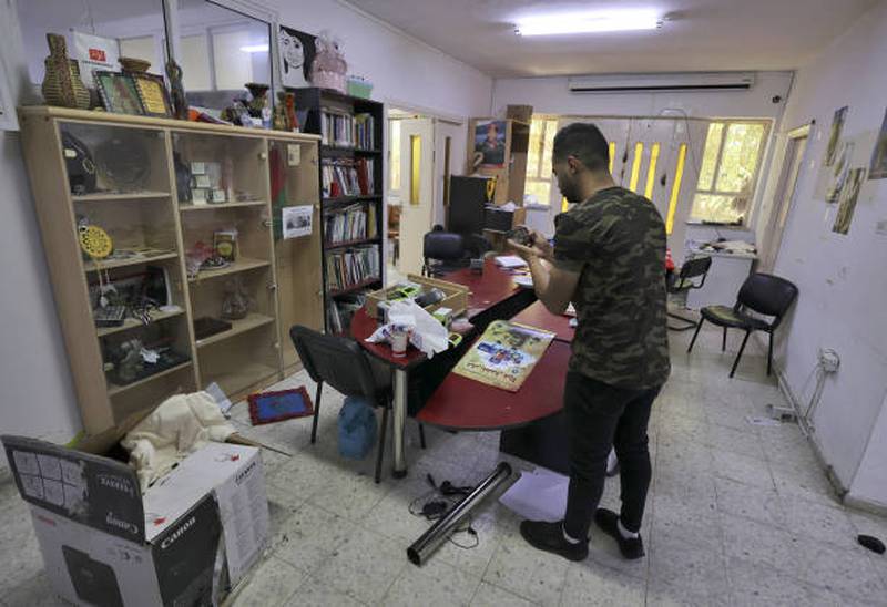 The office of Palestinian NGO Women's Union in Ramallah after it was raided by Israel forces. AFP