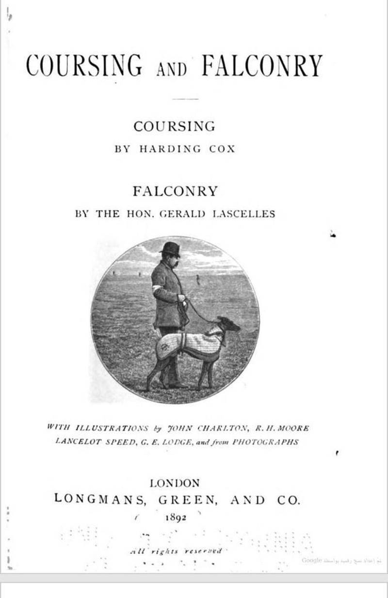 'Coursing and Falconry' by Harding Cox. Courtesy Qasr Al Watan Library