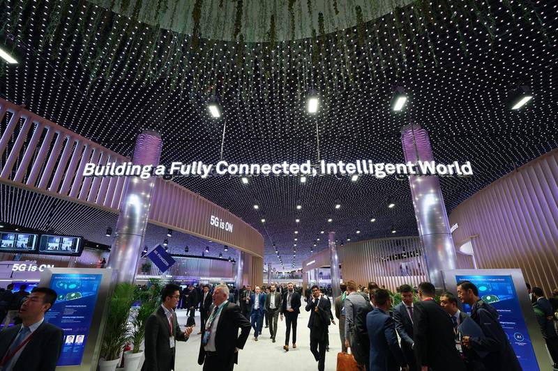 Huawei's exhibition space at the recent Gitex 2019 technology fair in Dubai. The company has signed more than 60 5G commercial contracts to date worldwide. Courtesy Huawei