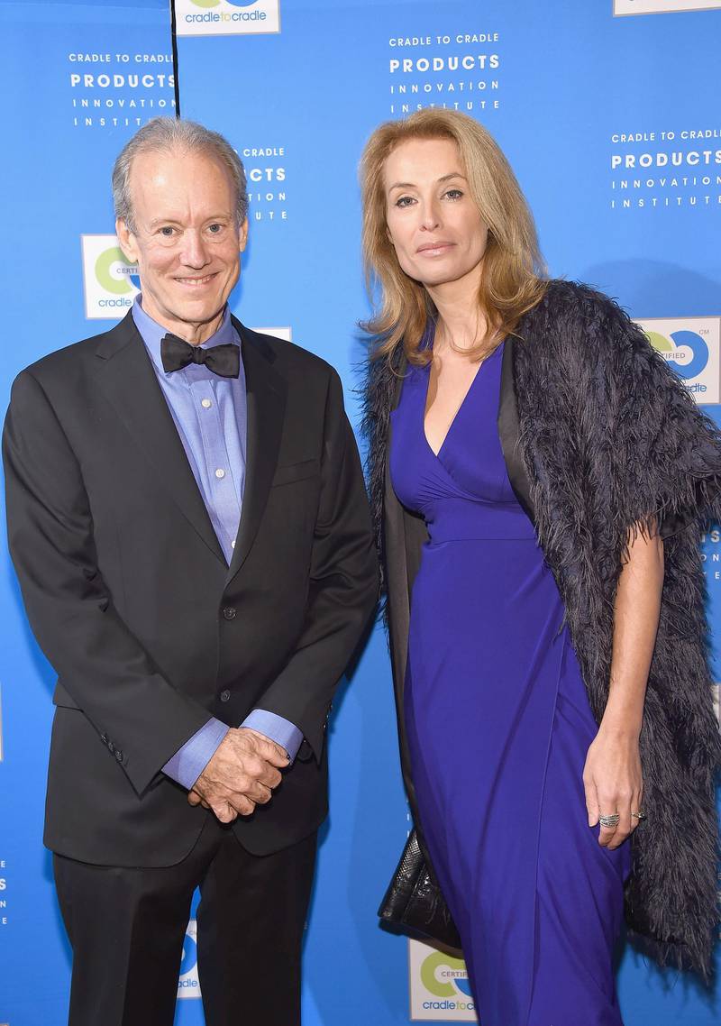 NEW YORK, NY - NOVEMBER 14:  Founder, the Cradle to Cradle Products Innovation Institute, William McDonough (L) and model Frederique van der Wal attend the Fashion Positive Launch event at Gotham Hall on November 14, 2014 in New York City.  (Photo by Gary Gershoff/WireImage)