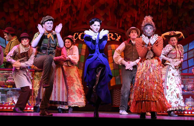 The Dubai Opera production of Mary Poppins features many slick scenery changes: one moment you are in a family living room, then on a London street, and suddenly up on a rooftop. Pawan Singh / The National  
