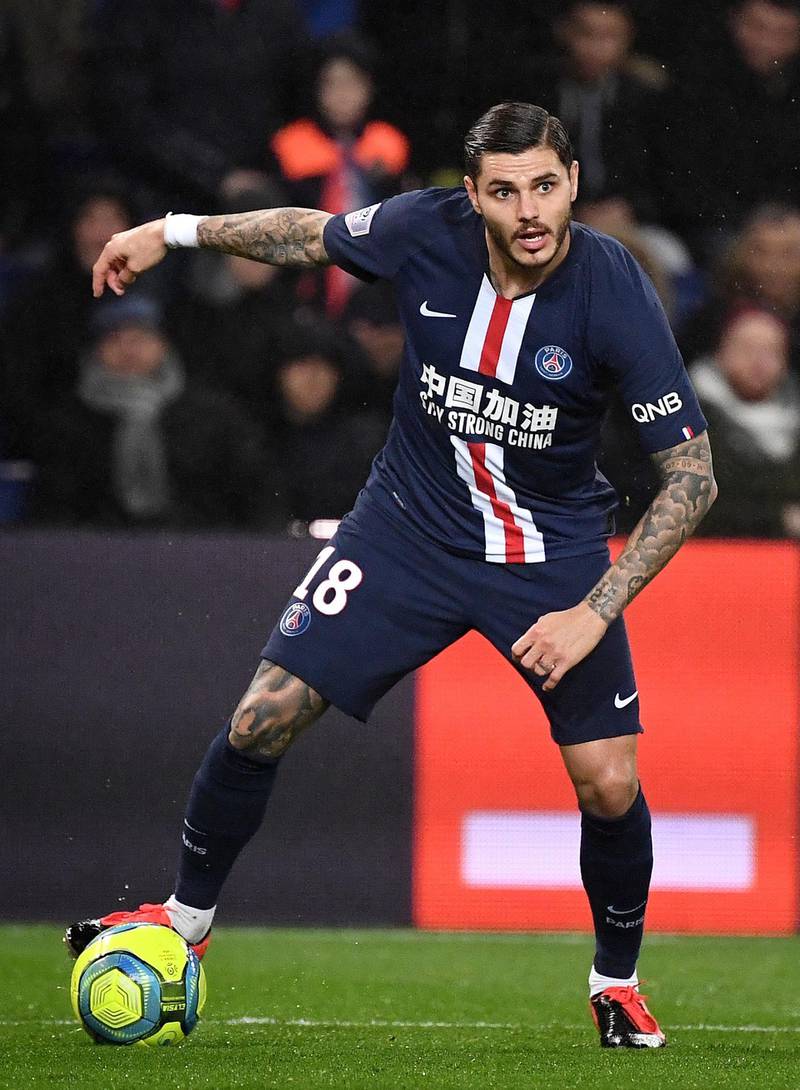 Argentinian forward Mauro Icardi controls the ball during the Ligue 1 match against Bordeaux at the Parc des Princes. AFP