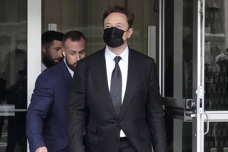 Elon Musk leaves a federal courthouse in San Francisco, California. AP